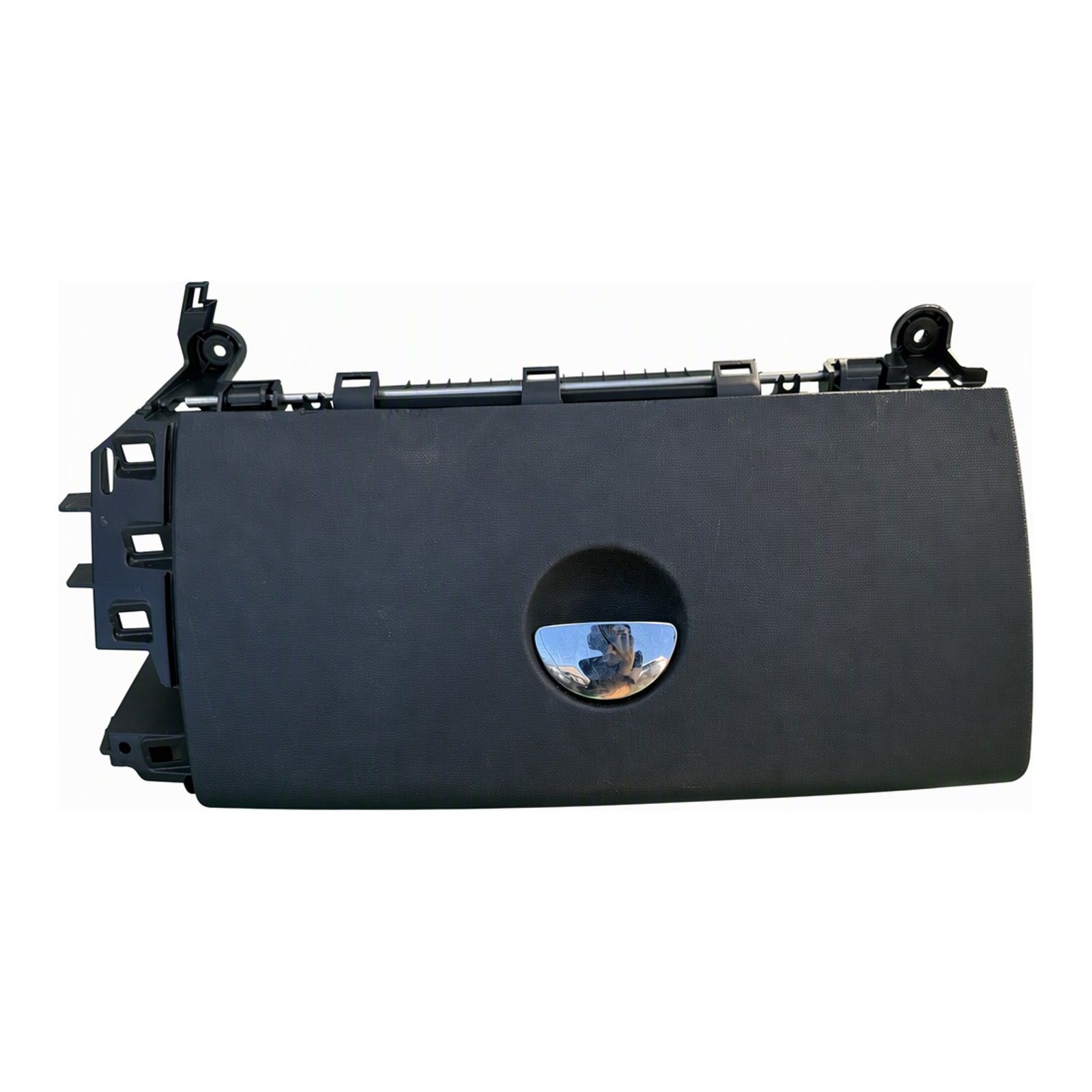 2011-2016 Mini Cooper Countryman Glove Box Housing Assembly Black Thermoplastic Mounting Hardware OEM 3004282201 (2012 donor, unit 1N)