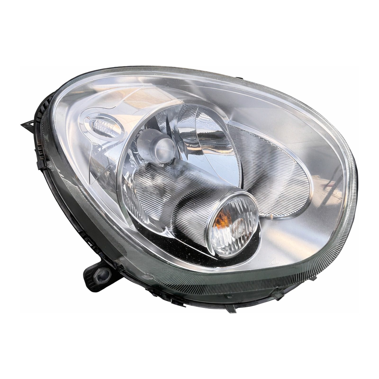 2011-2016 Mini Cooper Countryman S Headlight Assembly Clear Polycarbonate Lens Black Plastic Housing Front Right 9801036-04 (2012 donor, unit 1J)