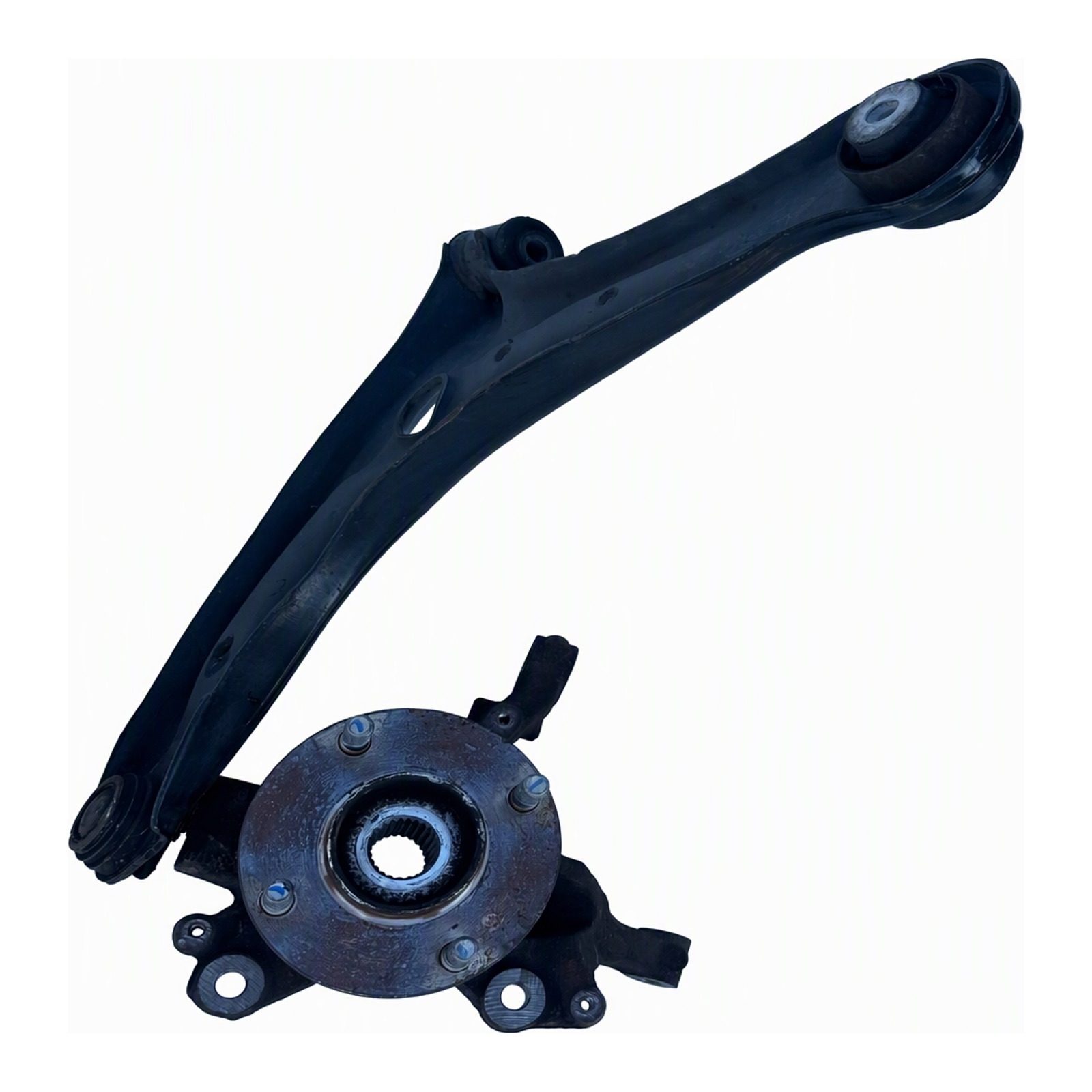 2011-2019 Ford Rear Left Fiesta Rear Wheel Hub Assembly with Steering Knuckle Cast Iron Steel 11.0 in Length United States AE815042AF (2016 donor, unit A6)