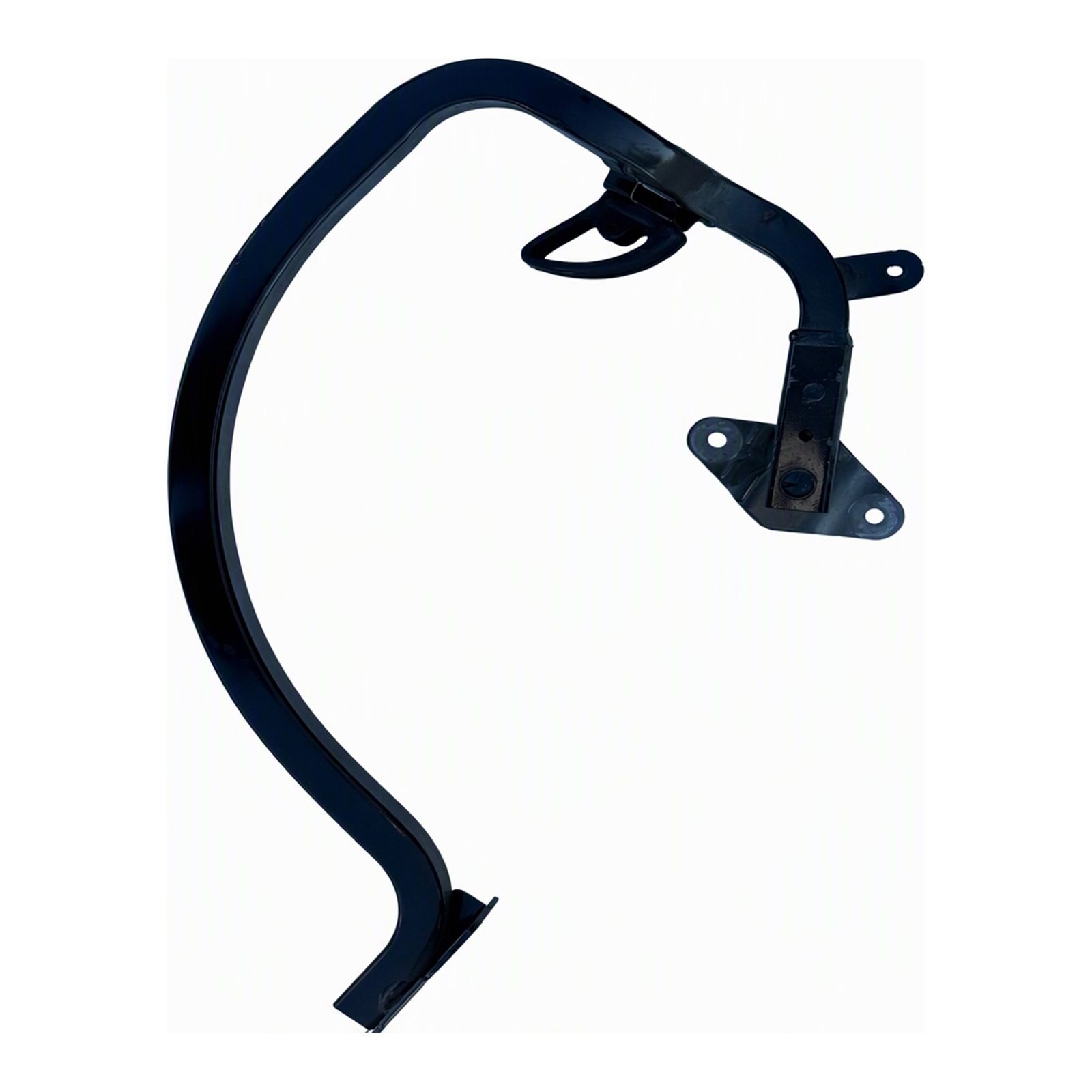 2011 to 2019 Ford Fiesta Hood Hinge Assembly Left Black with Gray Metal Bracket Showing Minor Paint Wear Rear Hinged Steel Rubber Painted (2016 donor, unit 9V)