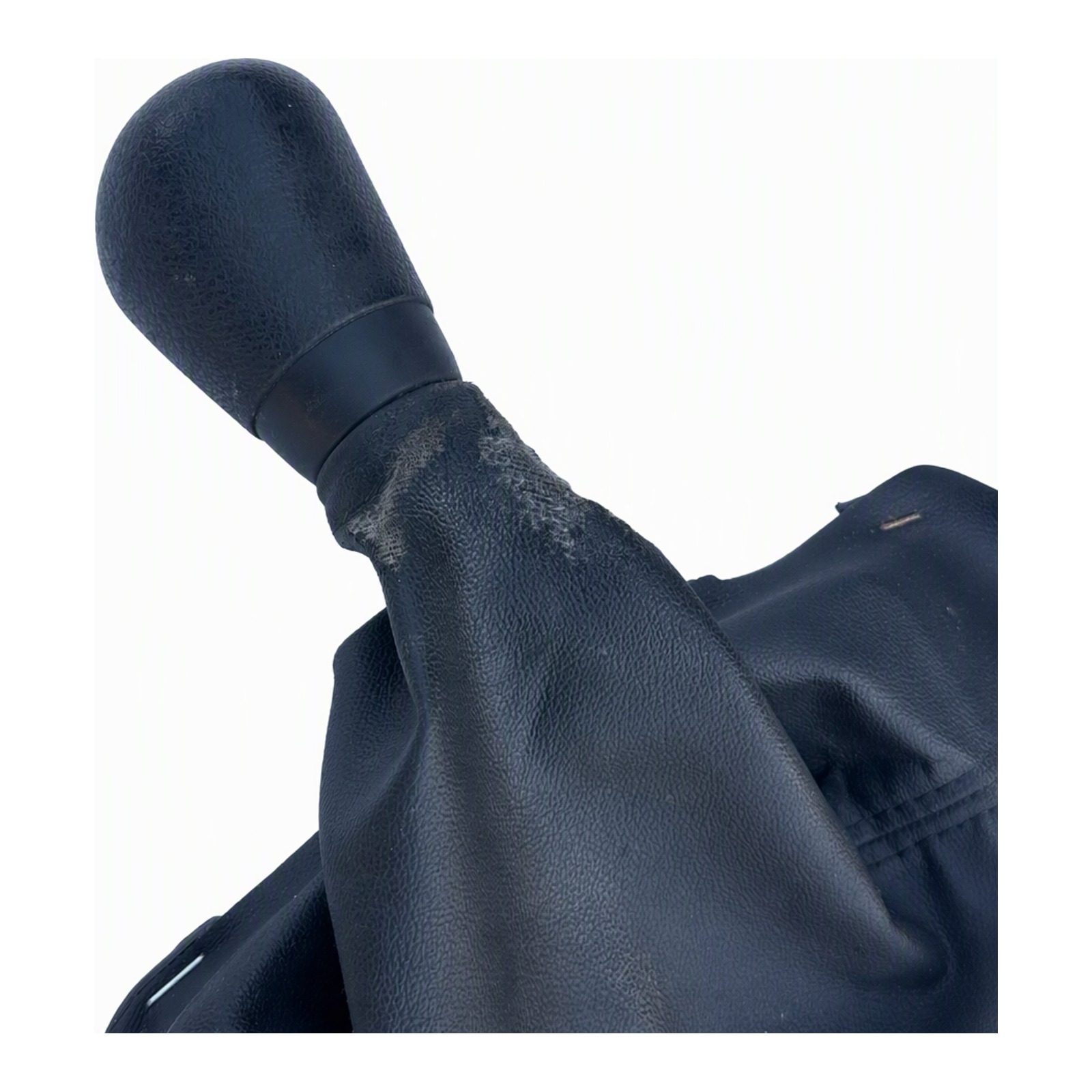 Gear Shift Knob with Black Leather Boot Shift Cover and Retainer for 2015 to 2019 Ford Fiesta Manual Transmission (2016 donor, unit AJ)