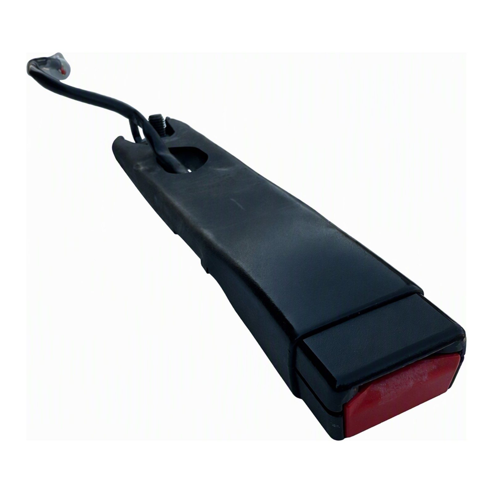 2011 to 2019 Ford Fiesta Seat Belt Buckle Assembly with Wiring Harness Black With Red Button Minor Scuffs and Surface Scratches Small Black (2016 donor, unit AN)