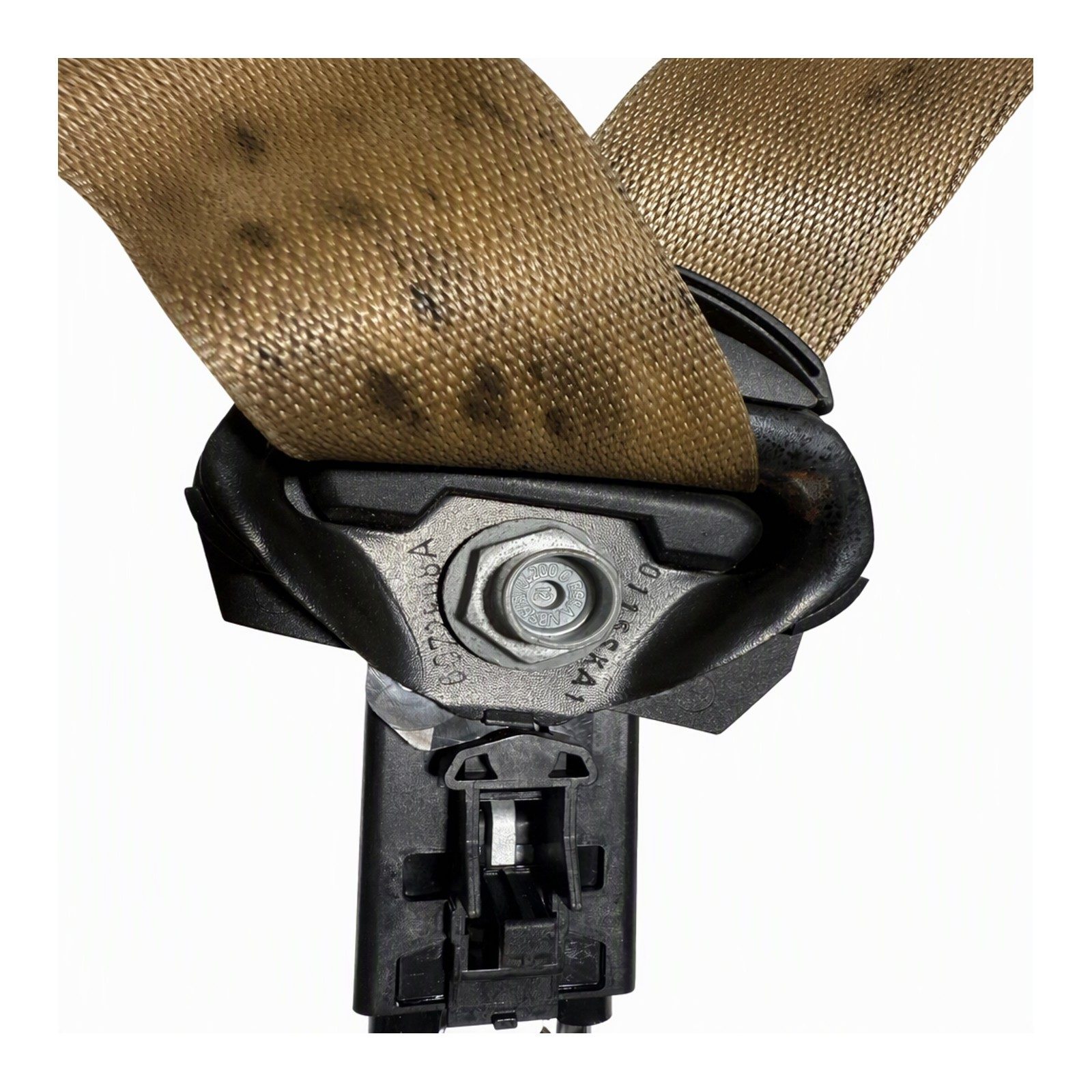 2009 Mercedes-Benz GL-Class Seat Belt Retractor Assembly with Pretensioner Front Left in Beige Used Condition with Stains (2009 donor, unit 8W)