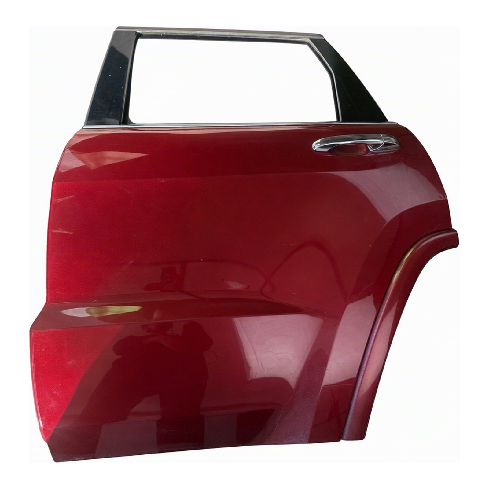 2015 2016 Jeep Grand Cherokee Overland Rear Door Assembly With Metallic Red Finish Bolt-On Mounting Hardware Left 5XS272XRAA (2015 donor, unit M)