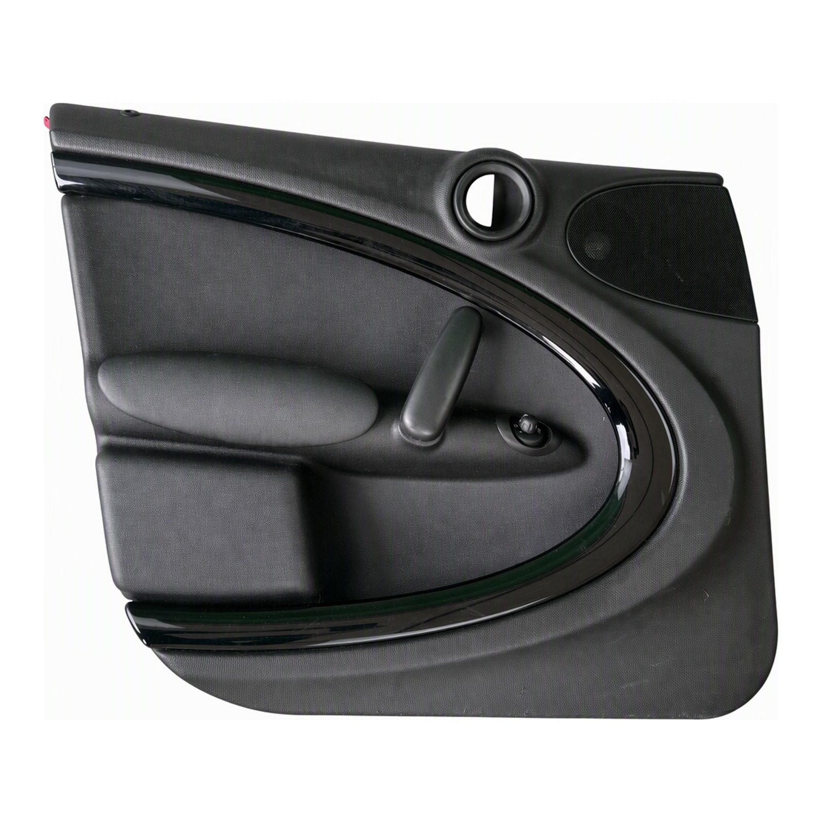 2011 to 2016 Mini Cooper Countryman Front Door Trim Panel Black Vinyl with Door Handle Armrest Speaker Grille Front Left 51419807675 (2012 donor, unit 1Q)