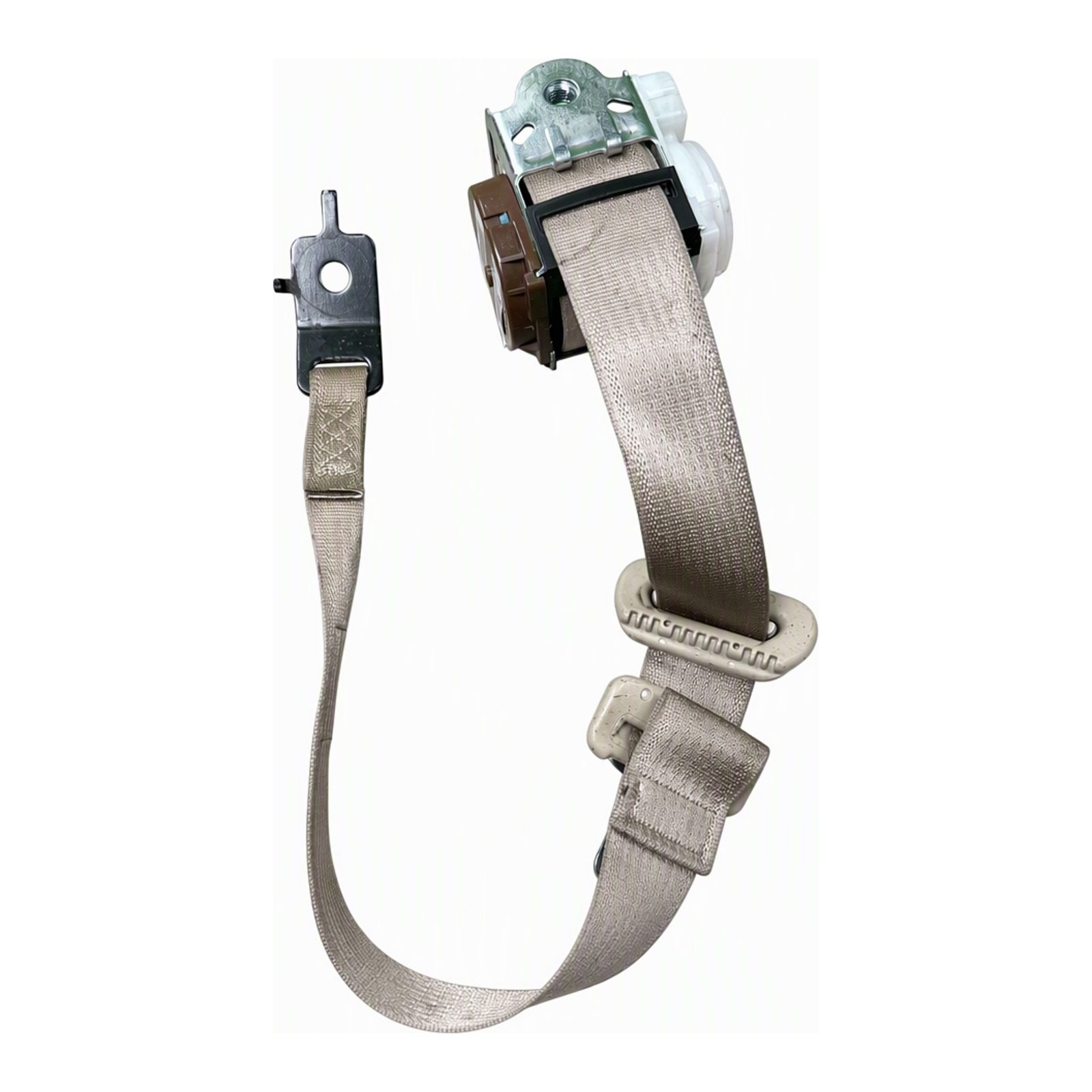 2011 2022 Jeep Grand Cherokee Seat Belt Retractor Assembly with Belt and Buckle Beige Matte OEM 5ME40HL1A (2015 donor, unit 49)