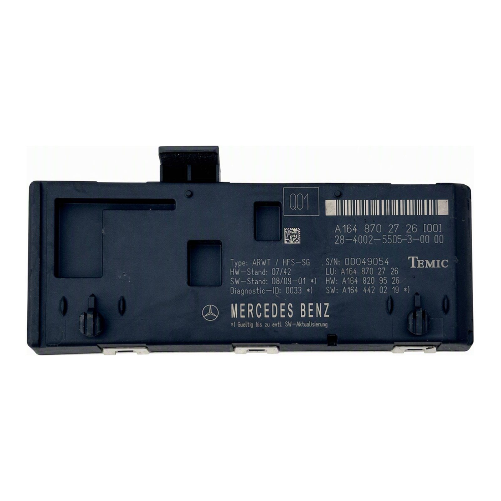 2007-2012 Mercedes-Benz Liftgate Control Module A164 870 27 26 From 100K Miles (2009 donor, unit 84)