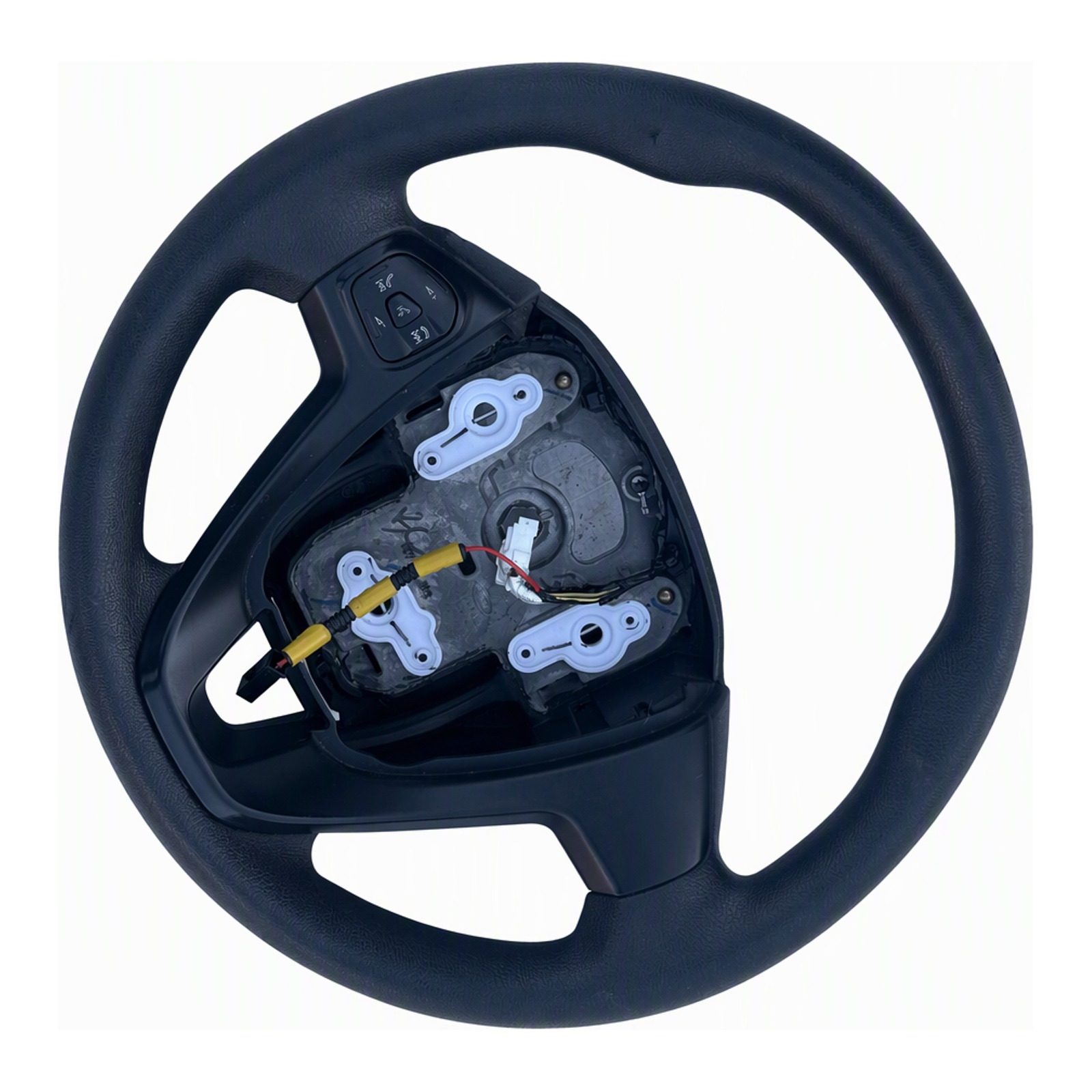 2014 to 2019 Ford Fiesta Steering Wheel Assembly Black Synthetic Leather with Integrated Cruise Control and SYNC Buttons AEB5-3600 (2016 donor, unit AZ)