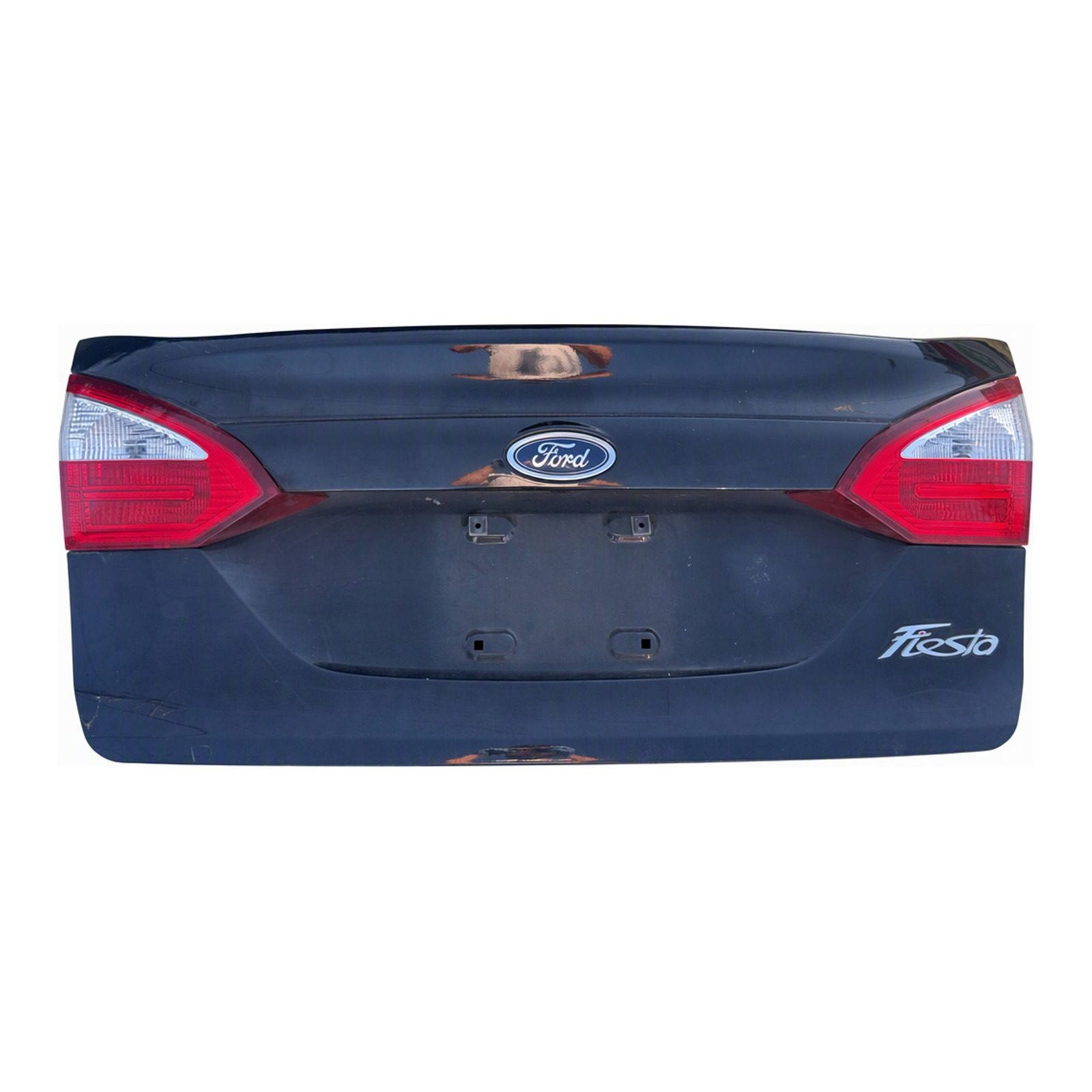 2011-2019 Ford Fiesta Trunk Lid Assembly With Integrated Tail Lights Rear Black Minor Scratches Scuffs Painted Steel Plastic (2016 donor, unit B3)